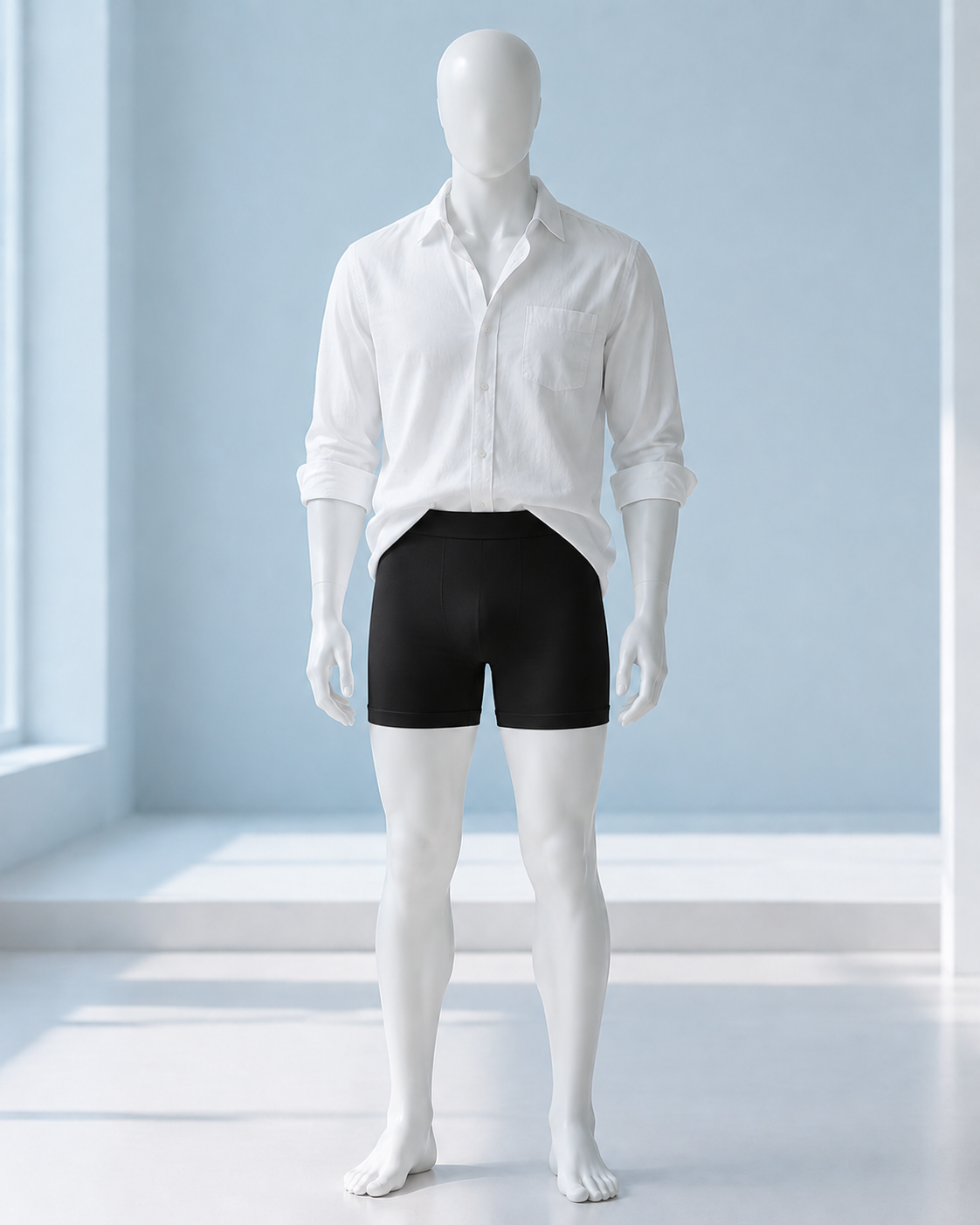 Men’s black boxer on a display model