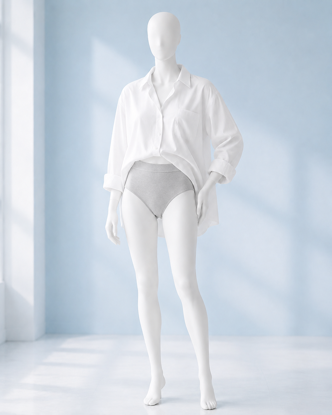 Women’s gray brief on a display model